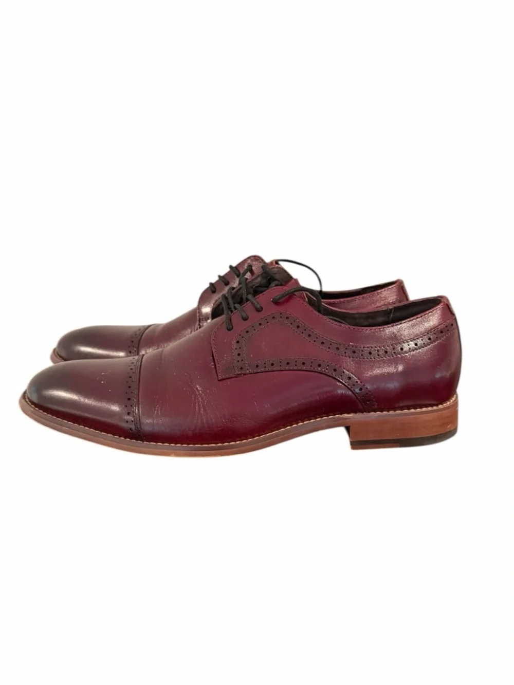 Stacy Adams Dickinson Burgundy Leather Cap Toe Oxford Dress Shoes Mens 10
